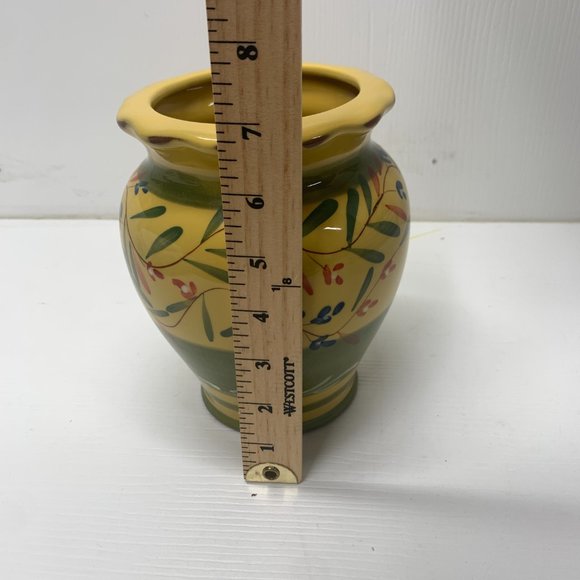 Vintage Hand Painted Ceramic Vase Yellow, Green, Red, Blue - Picture 7 of 8